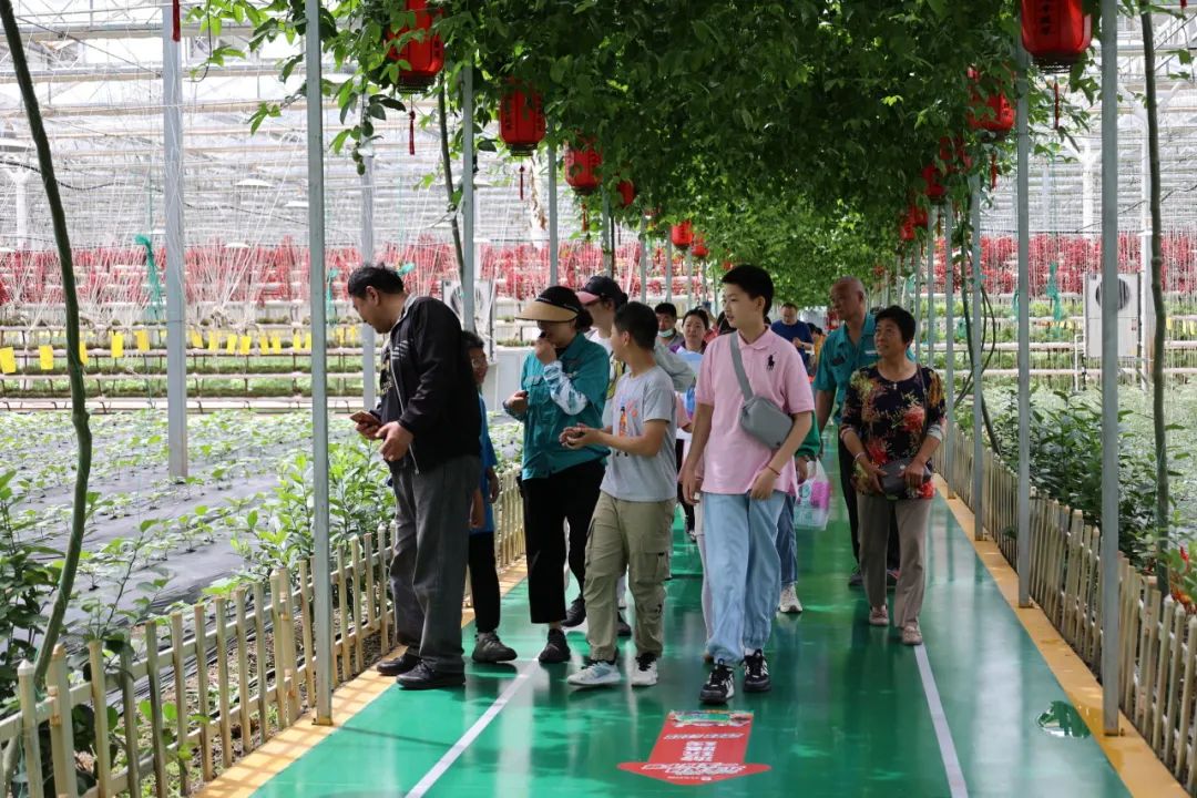 在"九丰智慧农业大数据平台"的电子大屏前,参与活动的家长和小朋友们