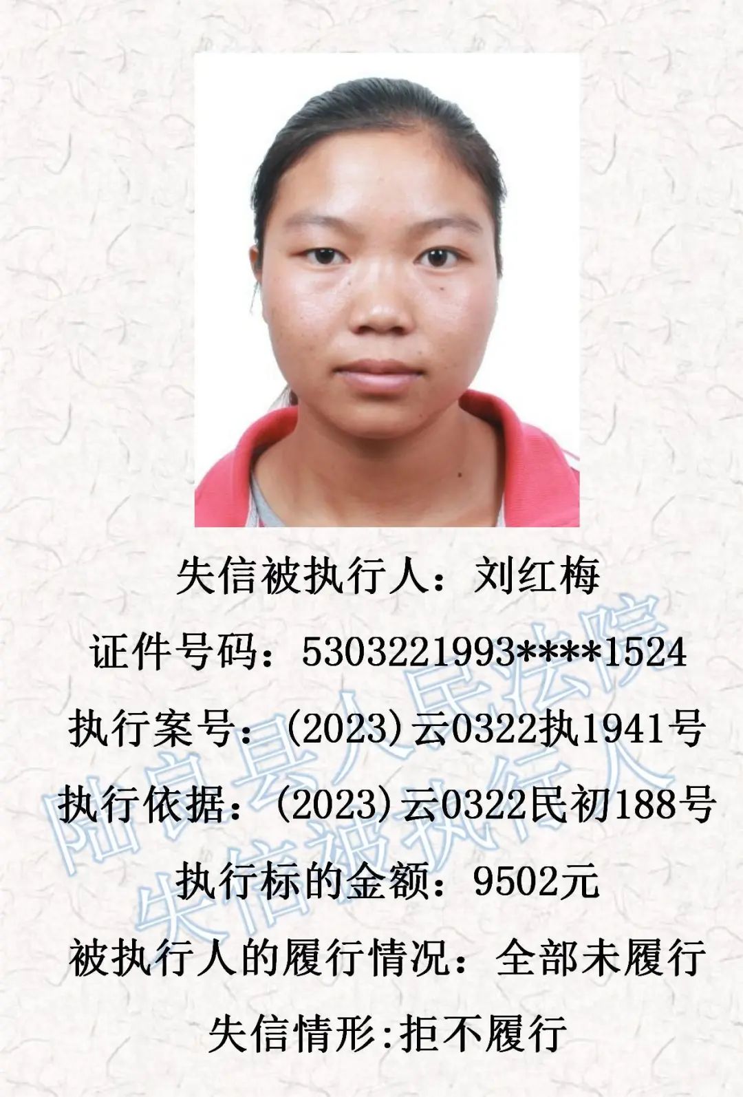 【曝光台】陆良县人民法院失信被执行人名单(第二十七期)