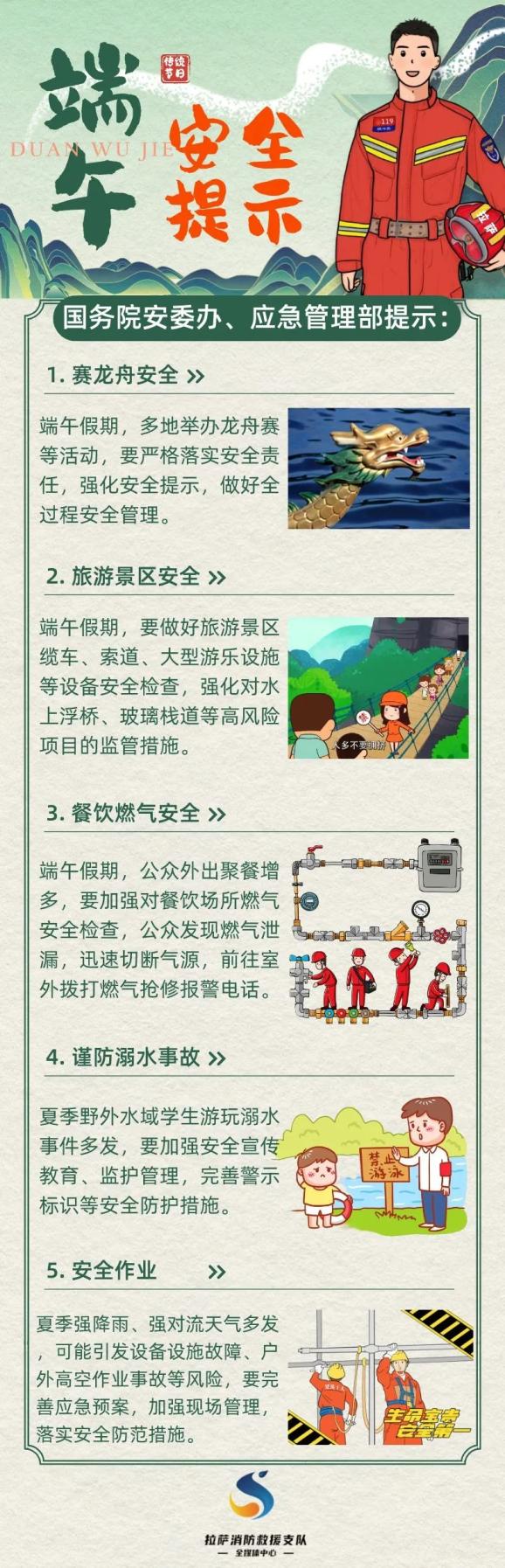 拉萨消防给您温馨送出端午假期安全提示!