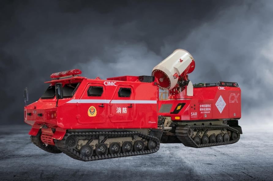 全地形履带式模块化消防车,适用于荒漠,雪地,沼泽;机场主力泡沫