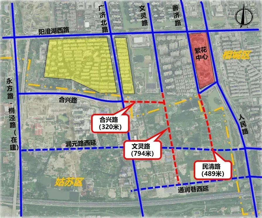 文陵路工程目前跨元和街道和平江新城的道路除了在建的合兴路外合兴路