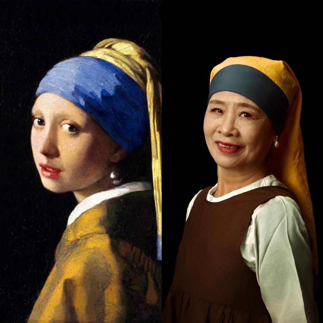 戴珍珠耳环的少女吃苹果的玛格丽特艾莎道拉.