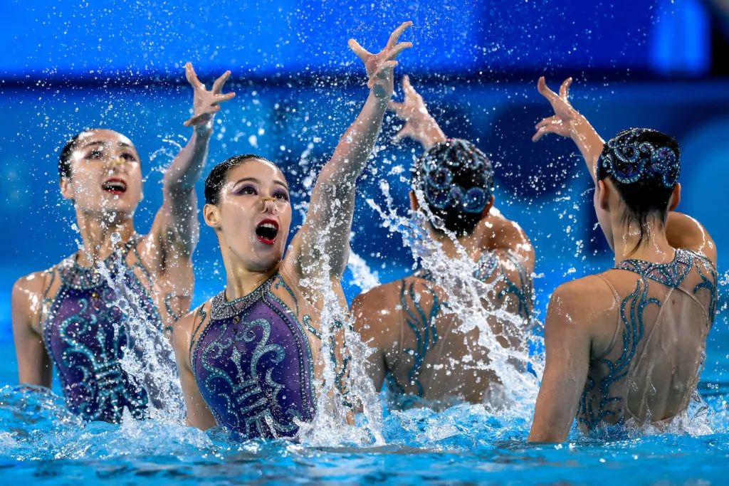 "在当地时间6日结束的花样游泳第二项集体自由自选比赛后,加拿大广播