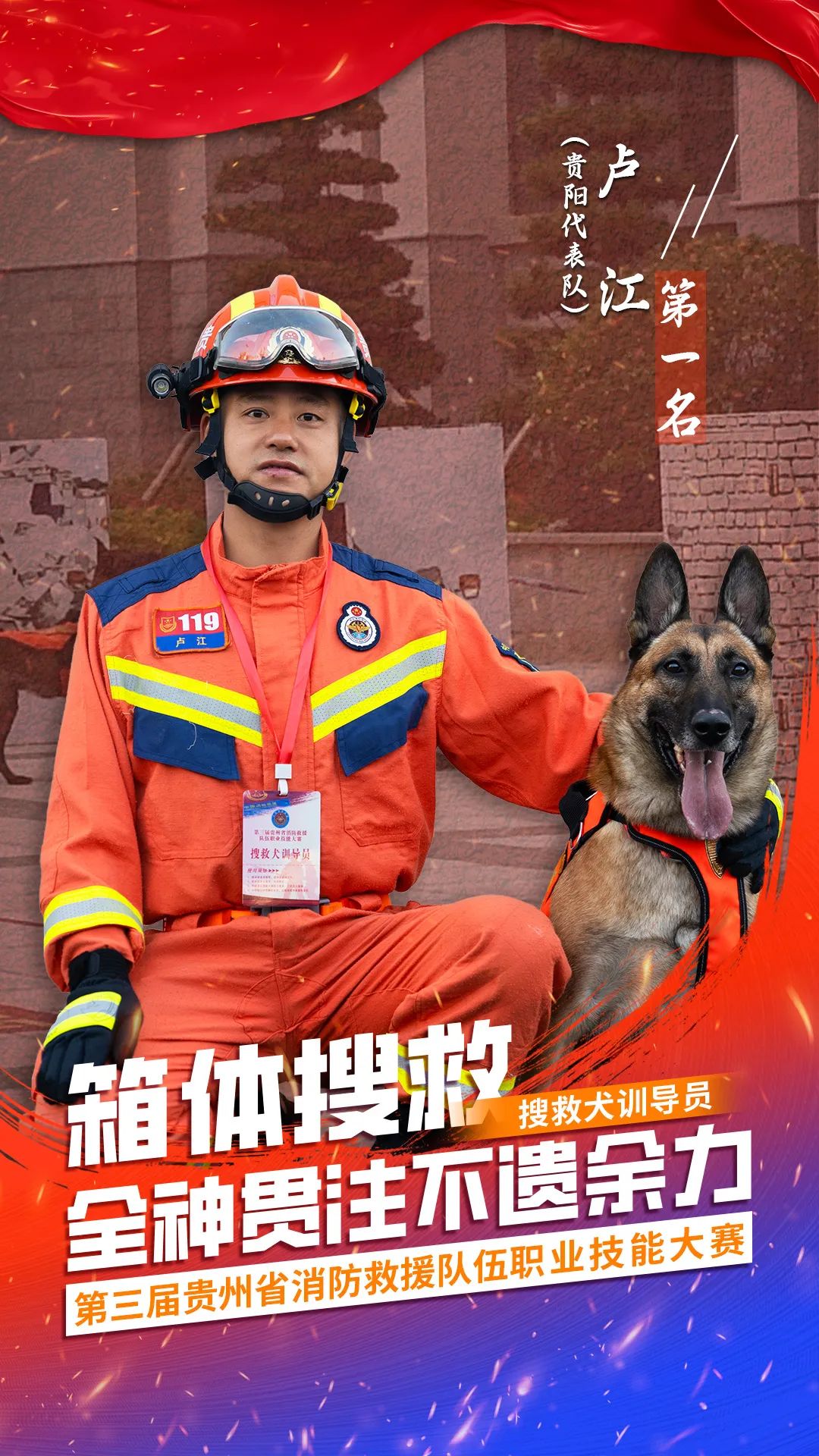 搜救犬训导员,消防设施操作员成绩出炉!快来看冠军狗狗!