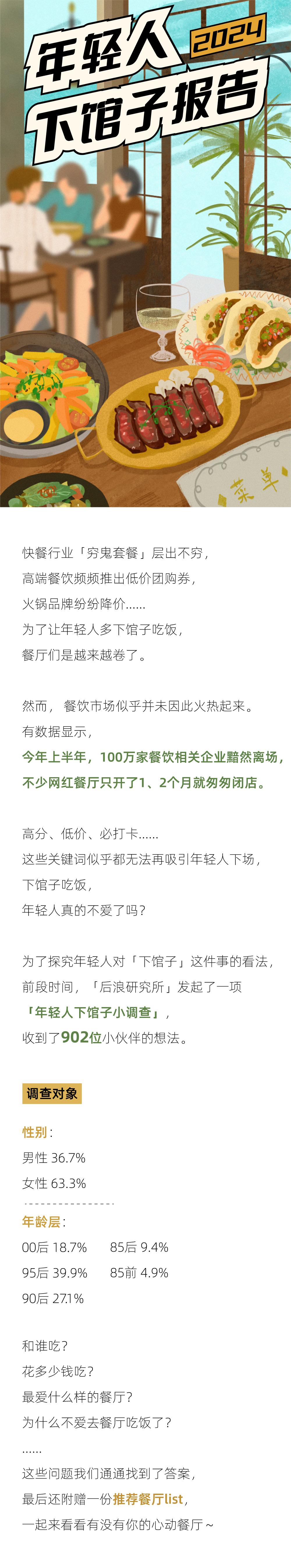 澳门管家婆精准正版资料大全:被网红餐厅和预制菜包围的年轻人，2024年轻人下馆子报告