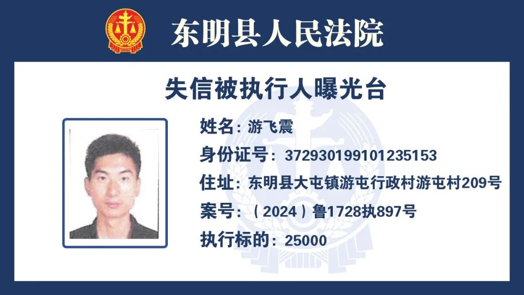 东明县人民法院失信被执行人曝光台（第2期）
