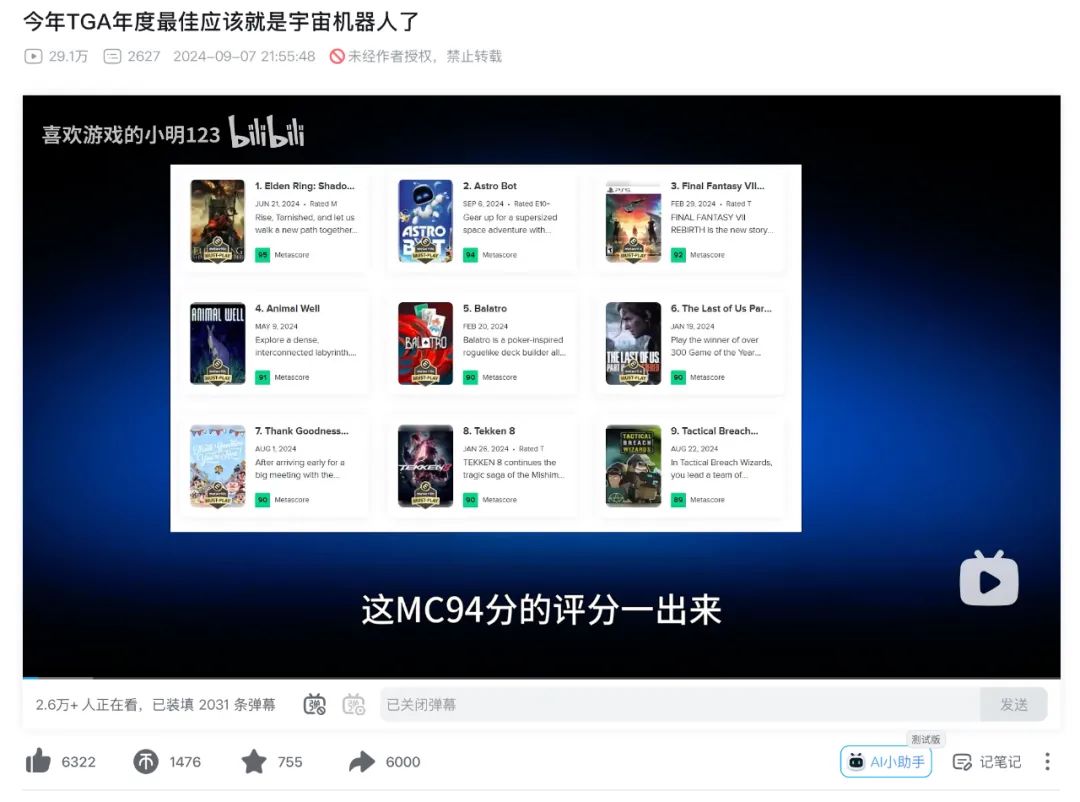 《黑神话：悟空》与《宇宙机器人》对比分析_TGA年度游戏评选规则_啊？已获提名的独立游戏宣布退出tga评奖：我们不认为符合最佳