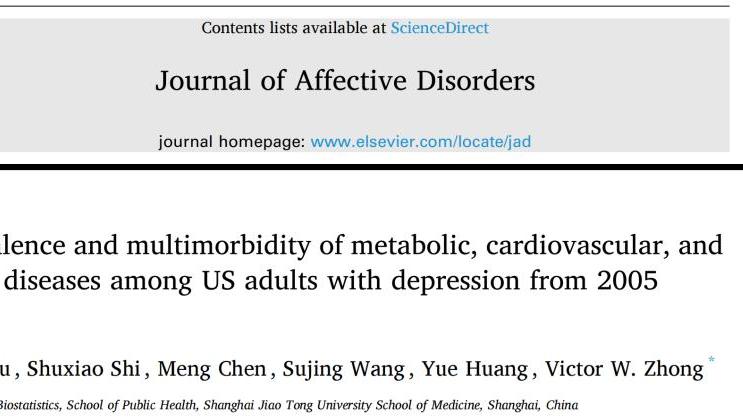 J Affect Disord | 公共卫生学院本科生在国际精神病学知名期刊发表研究成果