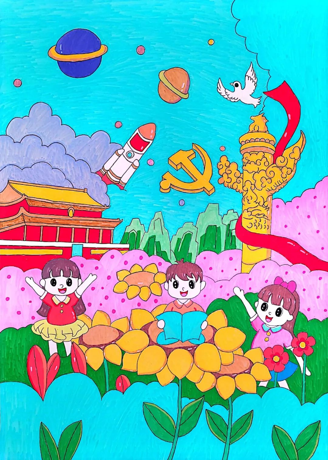 宜都市多个作品在"童心向党 我爱我家"湖北省少年儿童绘画书法作品