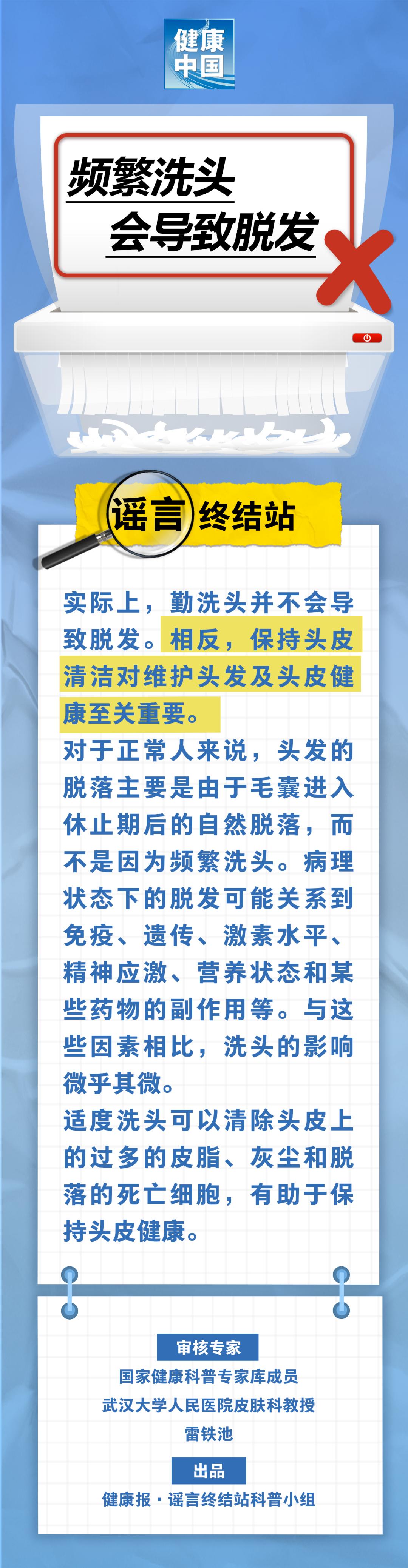 【健康科普】频繁洗头会导致脱发……是真是假？