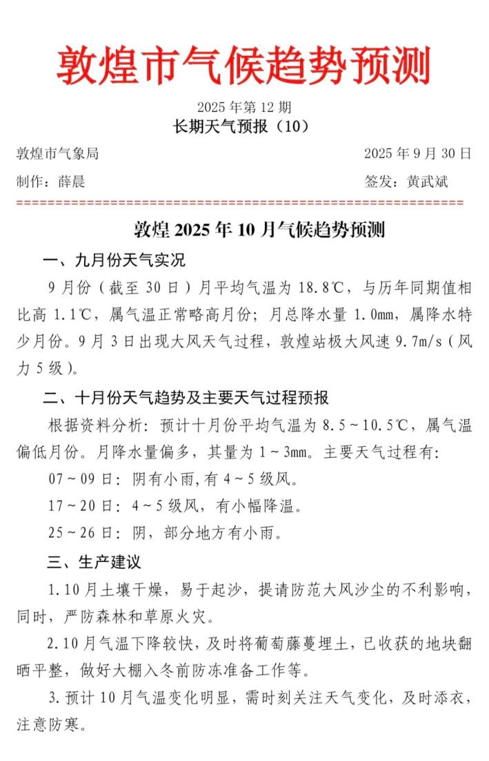 敦煌天气今日情况