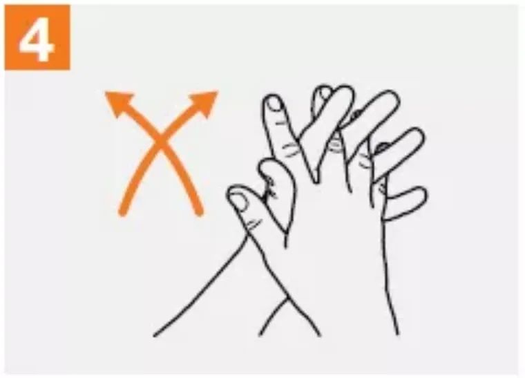 掌心相对,十指交叉,相互揉搓.