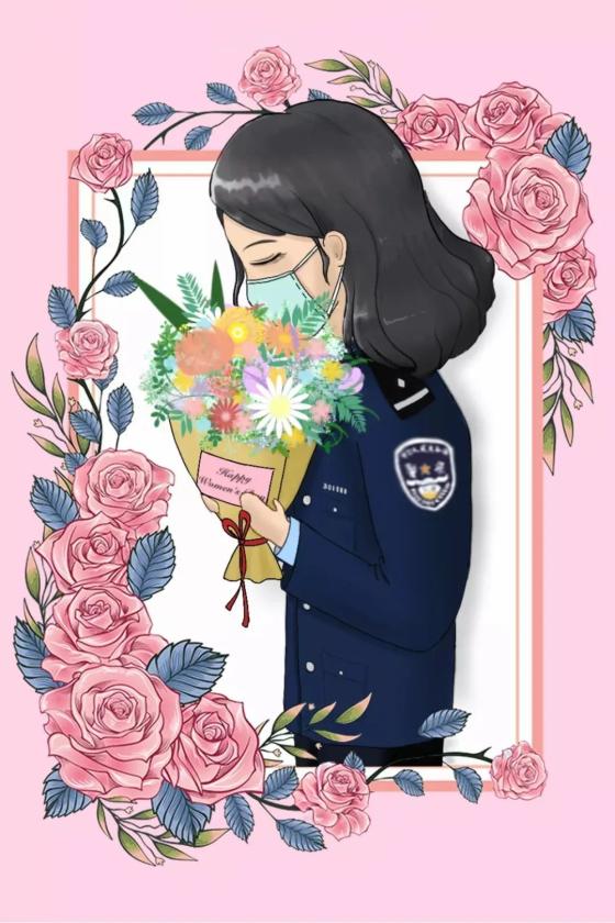女警察插画图片