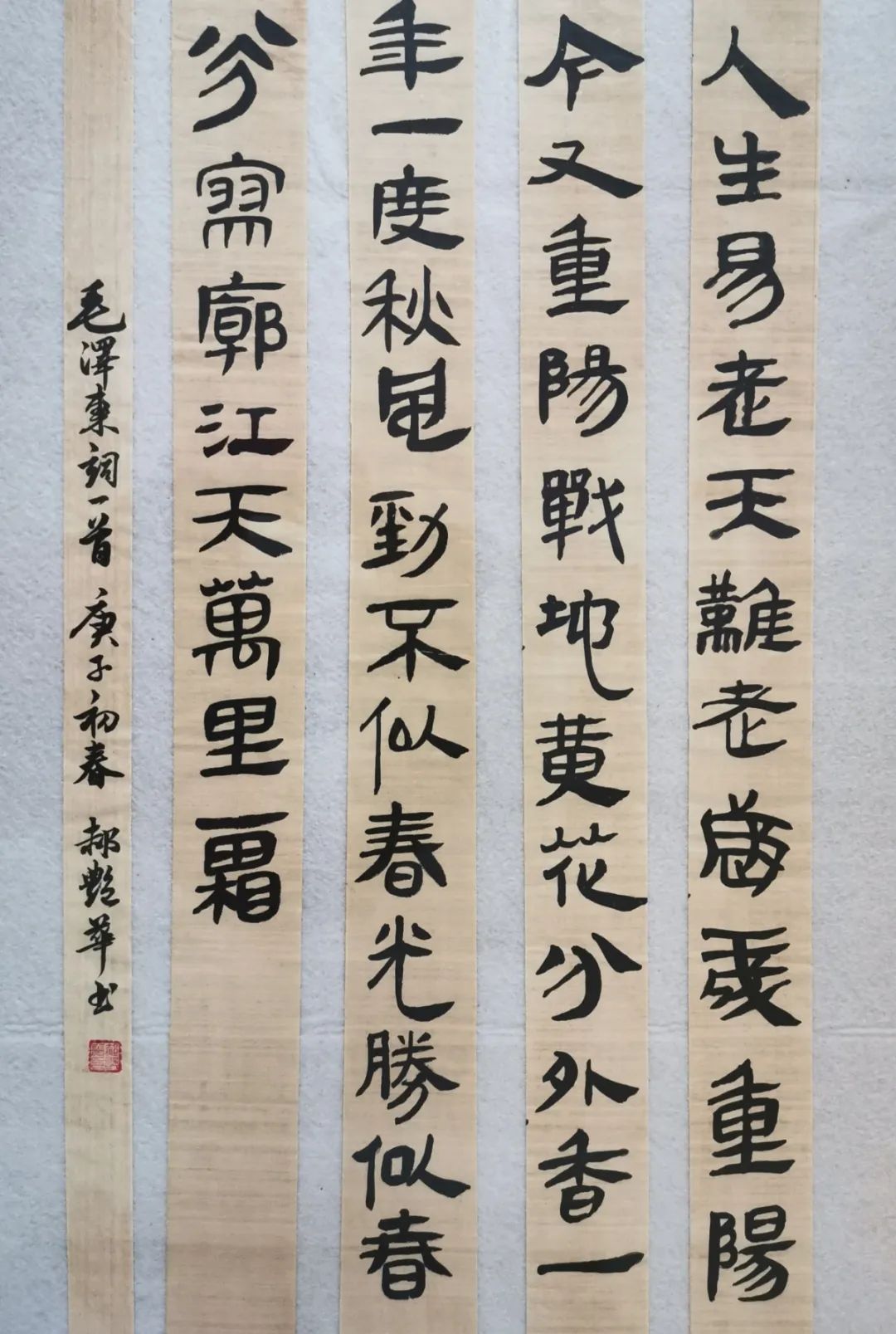 释文青山作笔书新韵 国泰民安世界雄