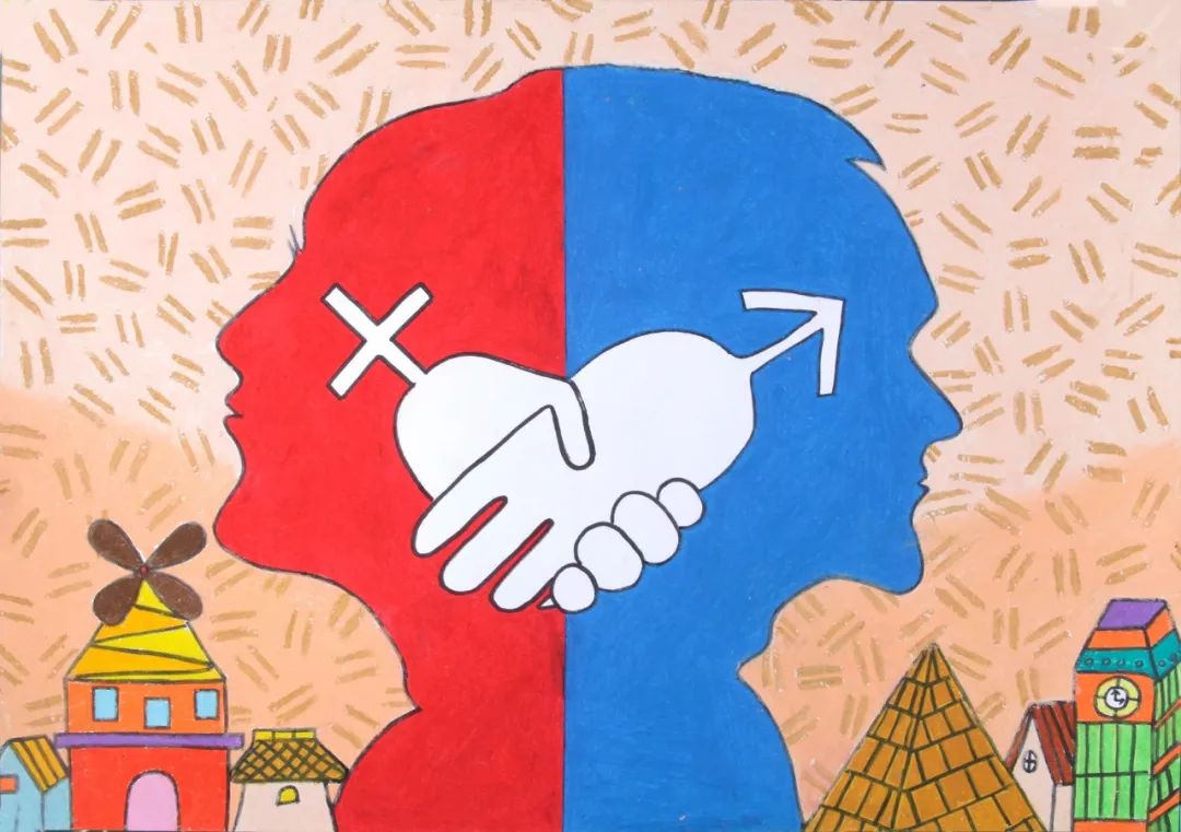 《性别平等和谐牵手》作者:古镇海州第一小学 陈欣余▲《一弹一唱》