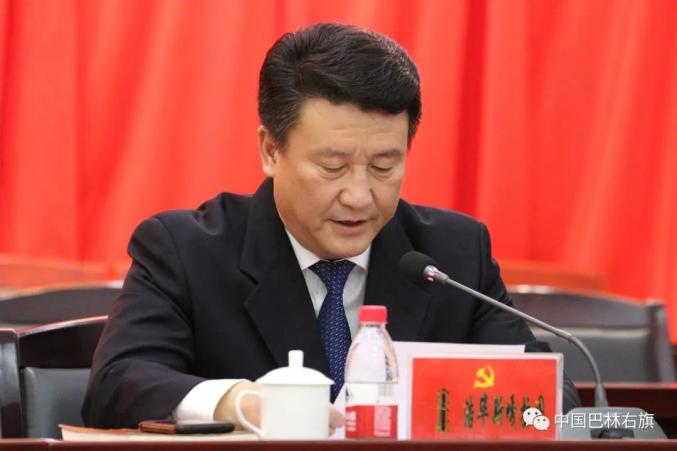 旗委副书记,政府旗长浩毕斯嘎拉图带领与会同志们宣誓,并发布了指挥部