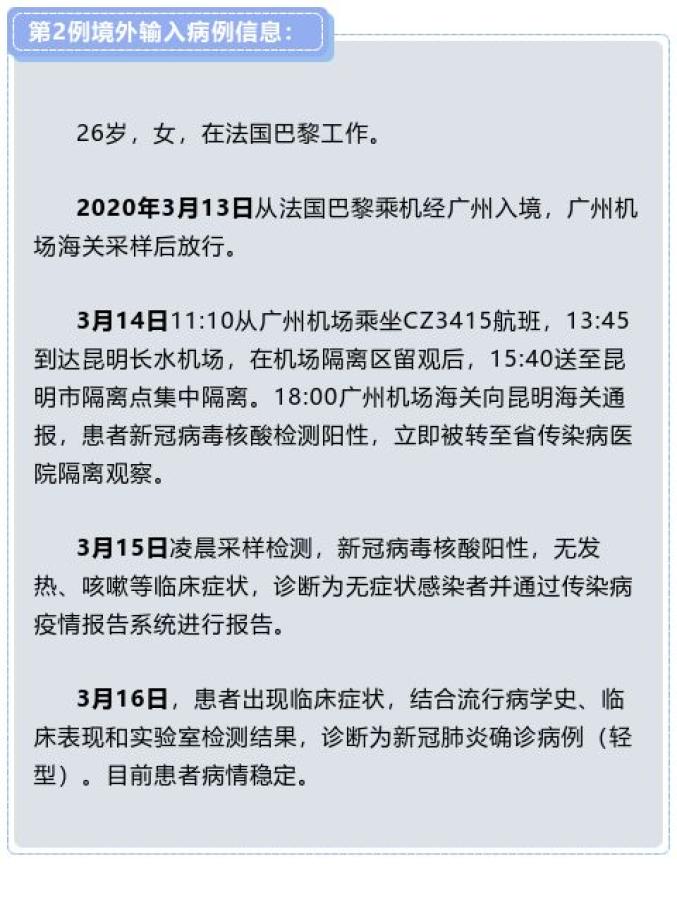 3月16日12时至24时，云南新增境外输入确诊病例1例（法国输入） 无新增本地确诊病例 澎湃号·媒体 澎湃新闻 The Paper