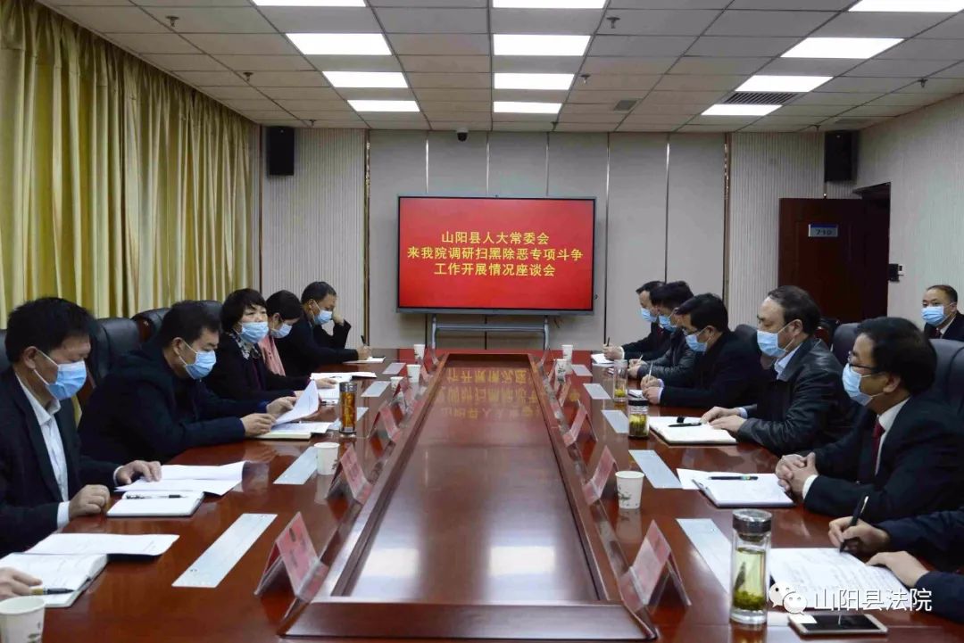 县人大常委会主任马先友一行来山阳法院调研扫黑除恶专项斗争工作