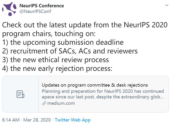 听说ICML审稿延期，时间冲突？NeurIPS：我们不改Deadline_澎湃号·湃客_澎湃新闻The Paper