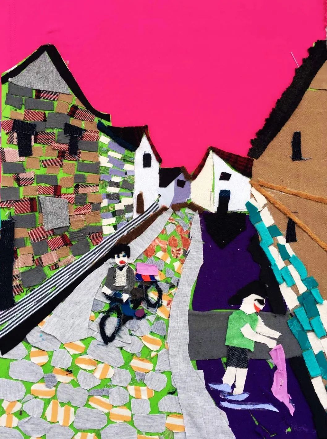 布贴画实景图和粉墙黛瓦的民居充满江南风情的小桥流水映入眼帘的就是