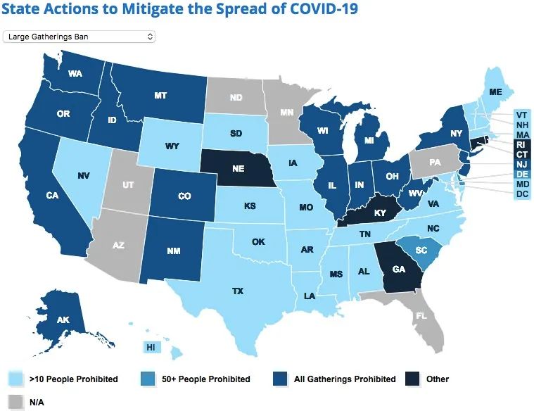 七张地图反映美国各州如何应对新冠疫情