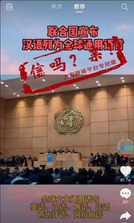 汉语被联合国列为全球六大通用语言 这并不是 新 闻 政务 澎湃新闻 The Paper