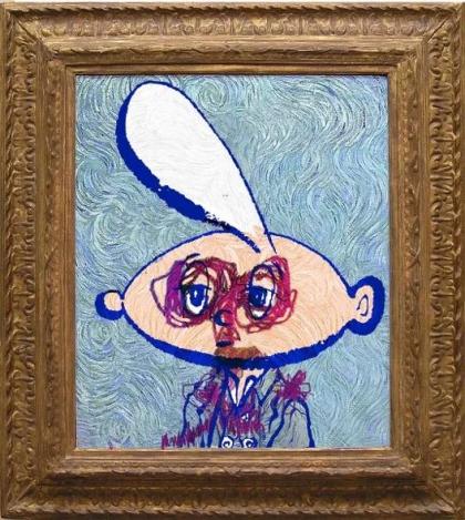 梵高自画像竟被小女孩用蜡笔涂抹?