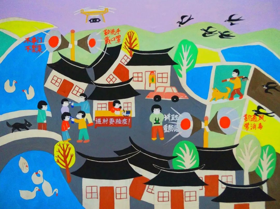农民画韵心中有爱笔下有情金山农民画致敬最美逆行者