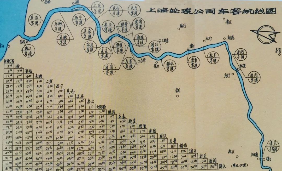 1985年上海市轮渡航线图