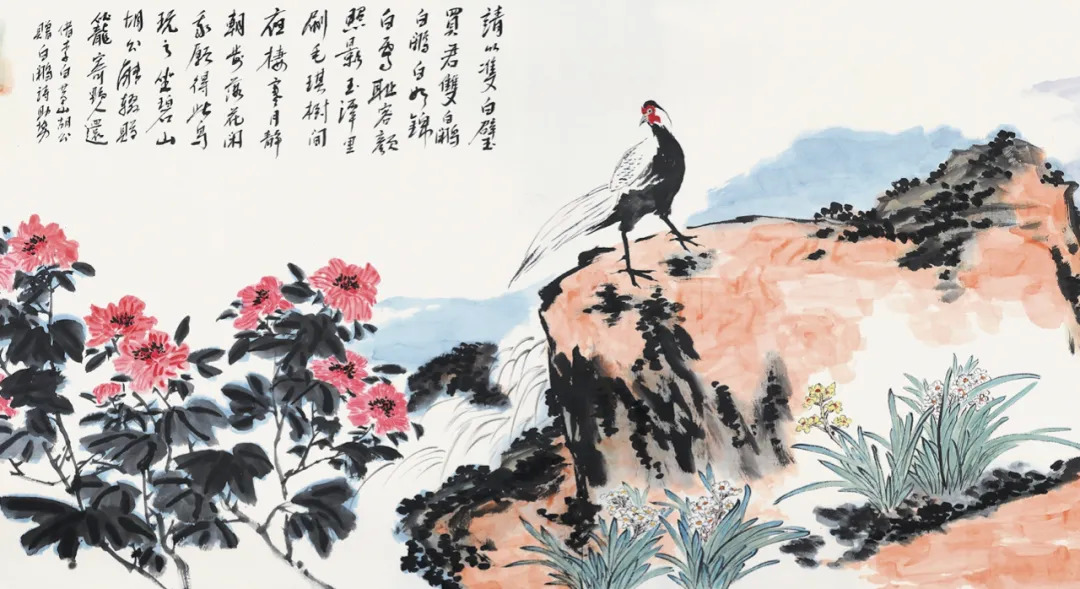 姹紫嫣红牛斌大写意花鸟画长卷赏析