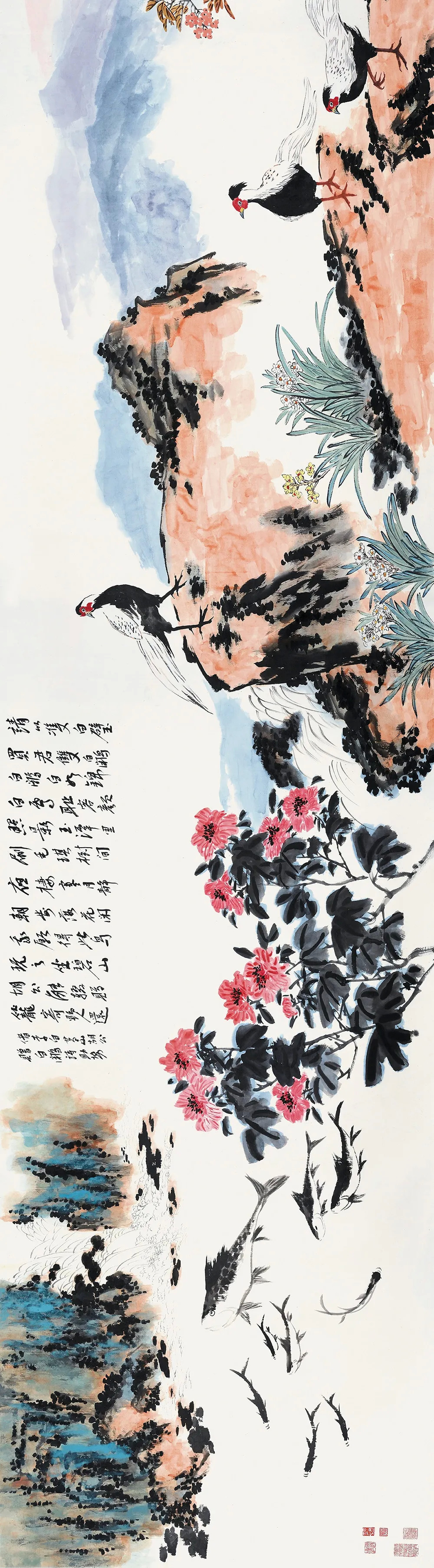 姹紫嫣红牛斌大写意花鸟画长卷赏析