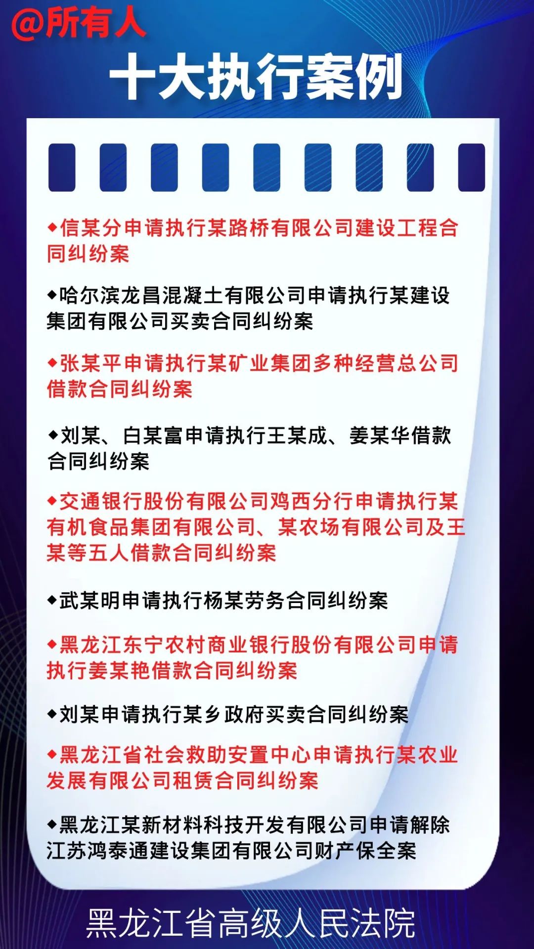 黑龙江法院疫情期间十大执行案例 来了