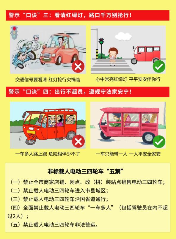 提醒5月10日起开展非标载人电动三四轮车五禁专项整治行动