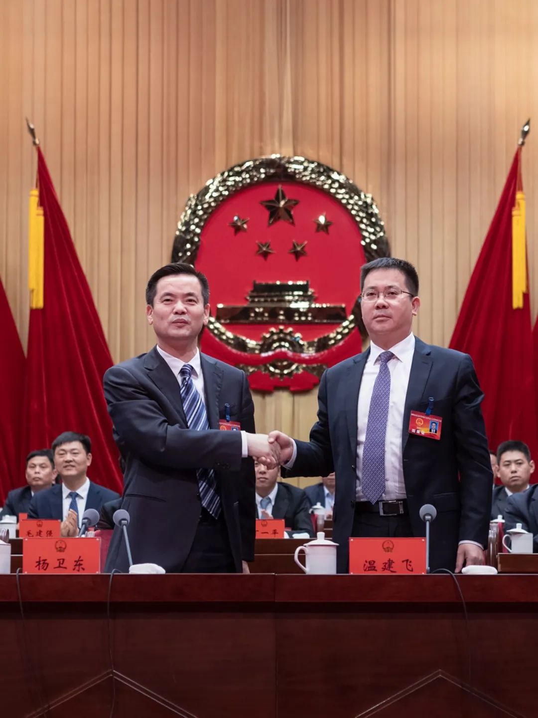 温建飞当选为南浔区人民政府区长,徐国华,陈勤泳,徐天林当选为南浔区