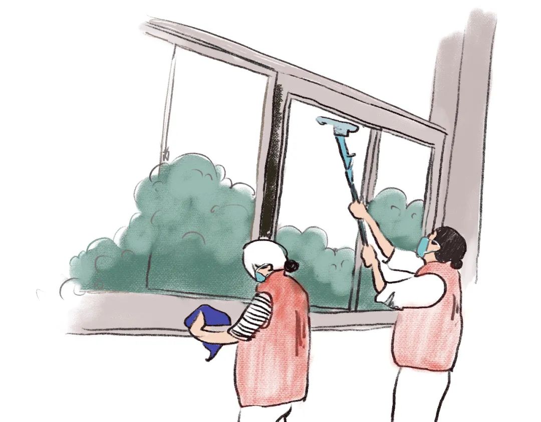 同学们纷纷向默默努力工作着的宿管阿姨们表示感谢忙碌的一天即将结束