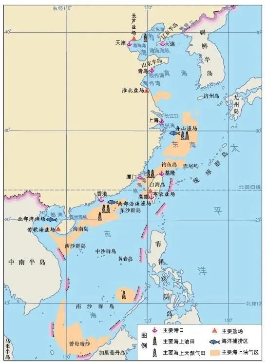 中国四大海地图图片