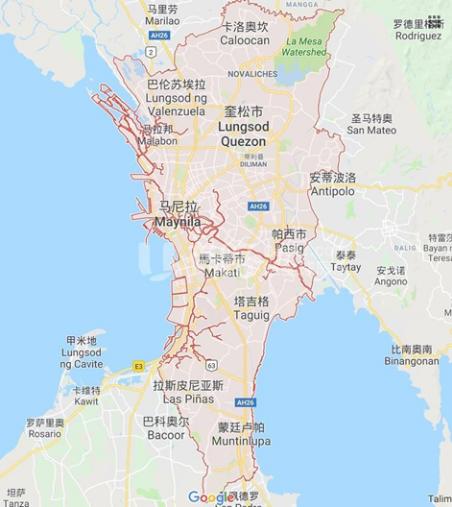 红色区域为“大马尼拉区” 图源:谷歌地图