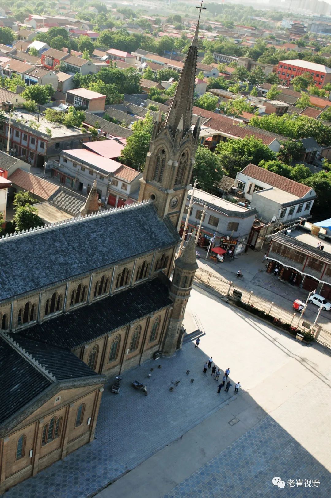 航拍视角邯郸有座用庚子赔款建设的天主教堂