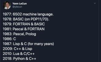 “CNN之父”自曝使用C语言23年，2年前才上手Python