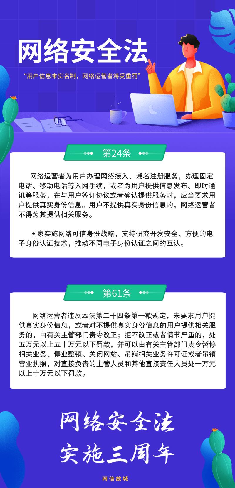 网络安全法三周年 | 用户信息未实名制，网络运营者将受重罚！