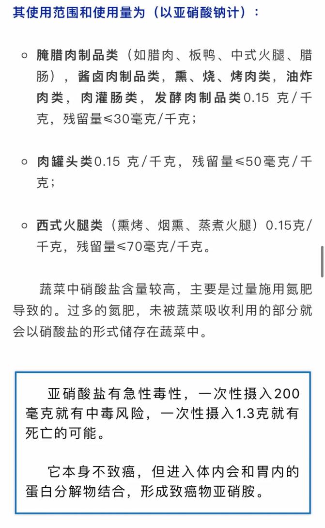 以下几种食物亚硝酸盐含量较高 应特别注意