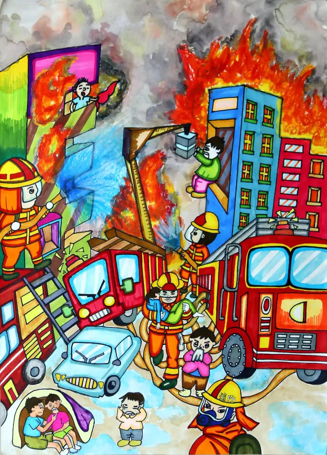 消防拼图插画|插画|儿童插画|大嗜 - 原创作品 - 站酷 (ZCOOL)