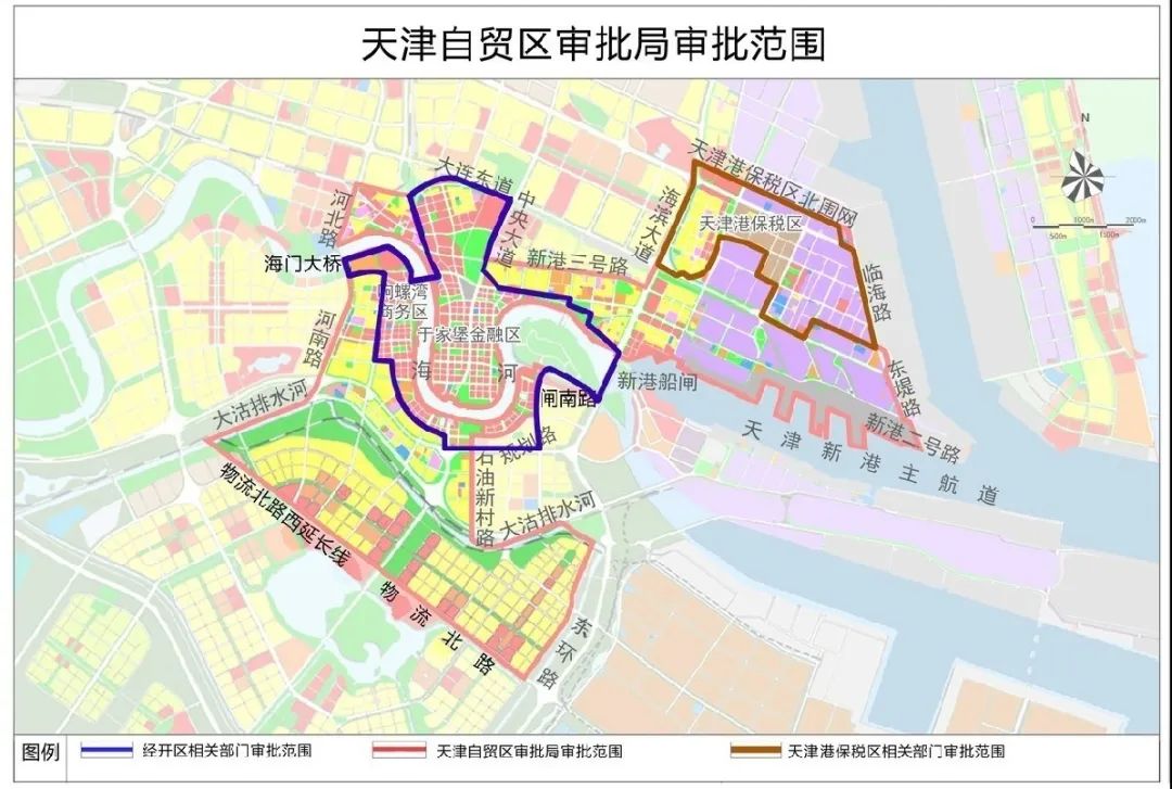 自贸区中心商务片区泰达街行政管辖范围为:东至海滨大道,新港四号路