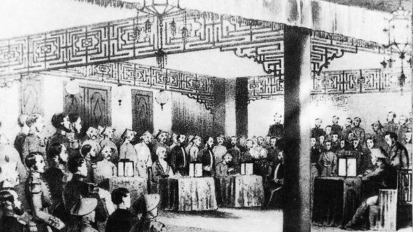 大臣桂良,花沙纳与俄驻华公使普提雅廷在天津签订《中俄天津条约》