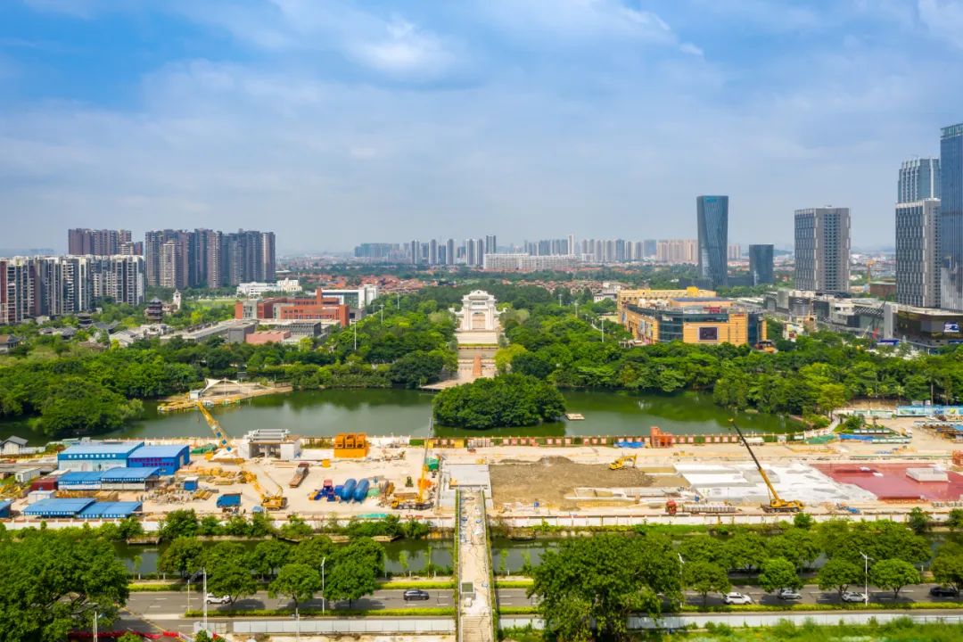 2019年9月2日,从空中俯瞰,广州地铁7号线西延顺德段北滘新城站主体