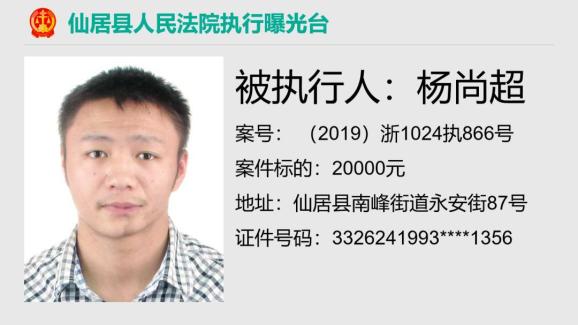 曝光台仙居法院拍了拍这15名失信被执行人看看都有谁