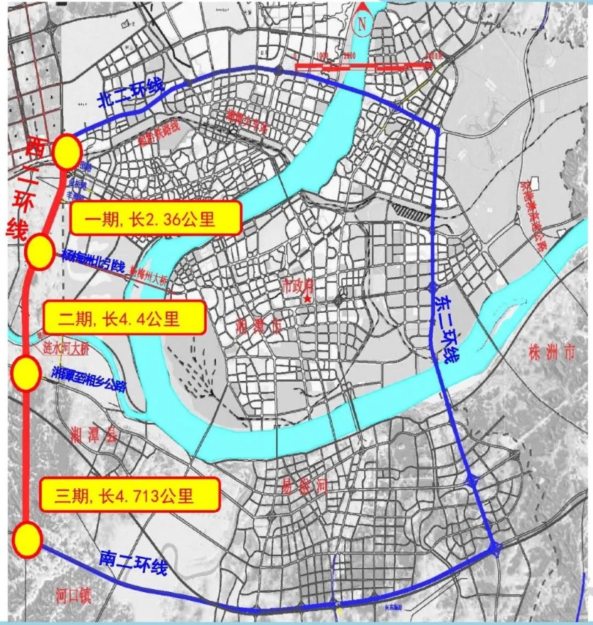 起于湘潭县杨嘉桥镇碧源村,止于s61岳临高速公路杨嘉桥连接线(南二环)