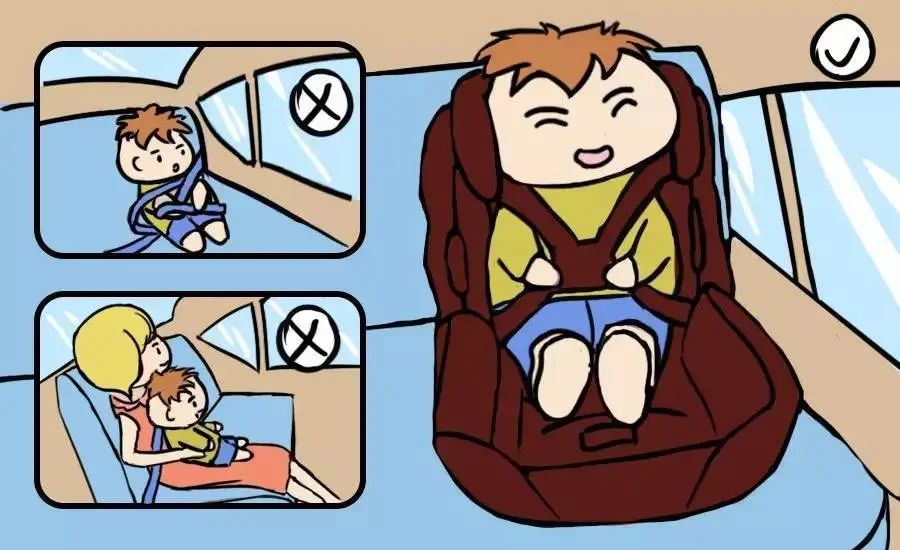 搭载孩子的危险性很大,由于孩子一般都被家长抱在怀里,无法使用安全带