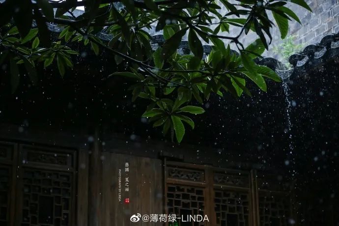 景色氤氳氤了一幅意味深遠的水墨畫看雨滴在愚湖之上泛起漣漪坐在愚園