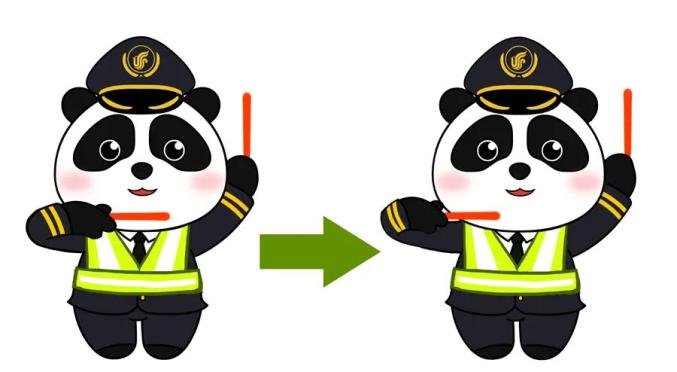 航空器放行举起右手或指挥棒,行标准敬礼,放行航空器.